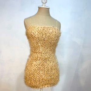Gold sequin detail Mini Dress